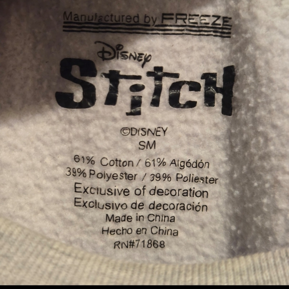 Disney Gray Womens Sweatshirt with Blue Stitch Design - Picture 3 of 5